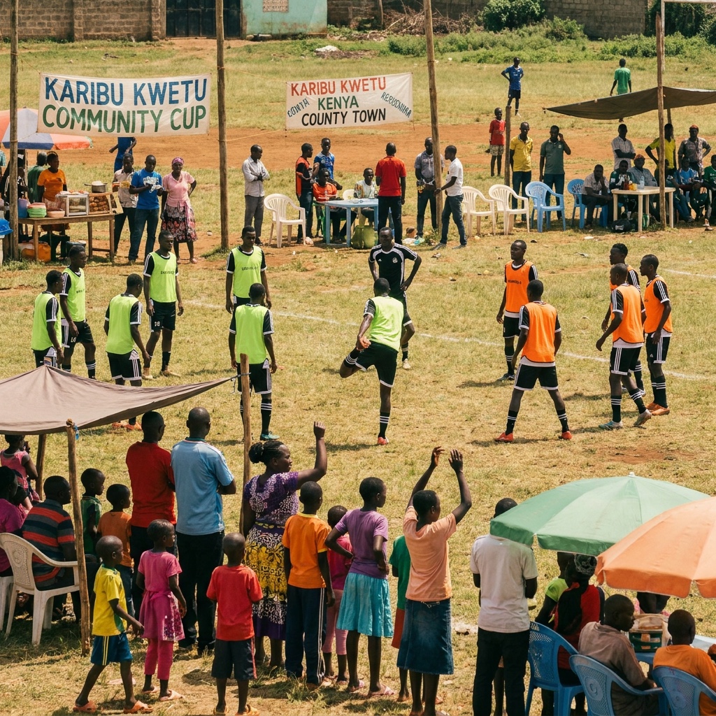 Young players lined up with footballs